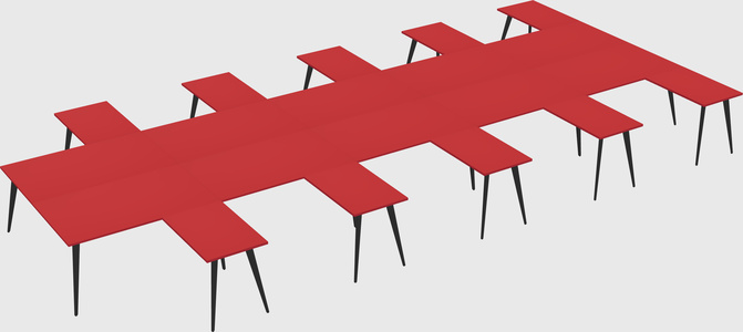Shared l-shaped office desk system