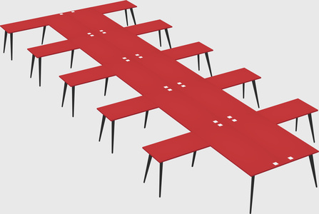 Shared l-shaped office desk system