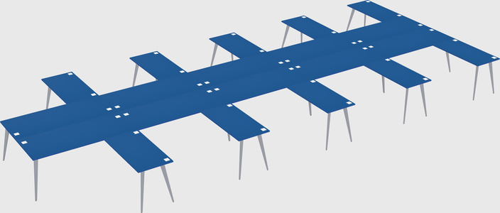Shared l-shaped office desk system