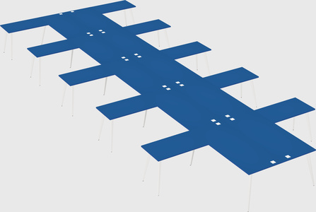 Shared l-shaped office desk system