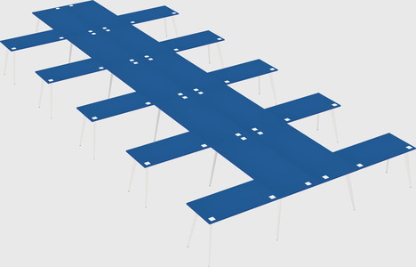 Shared l-shaped office desk system