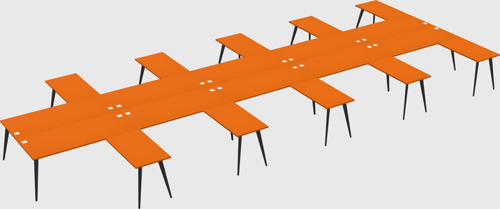 Shared l-shaped office desk system