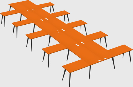 Shared l-shaped office desk system