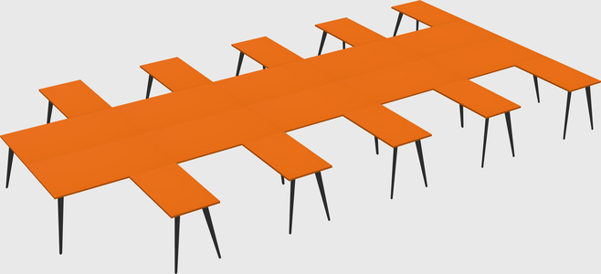 Shared l-shaped office desk system