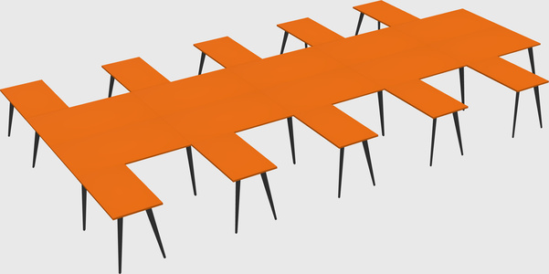 Shared l-shaped office desk system