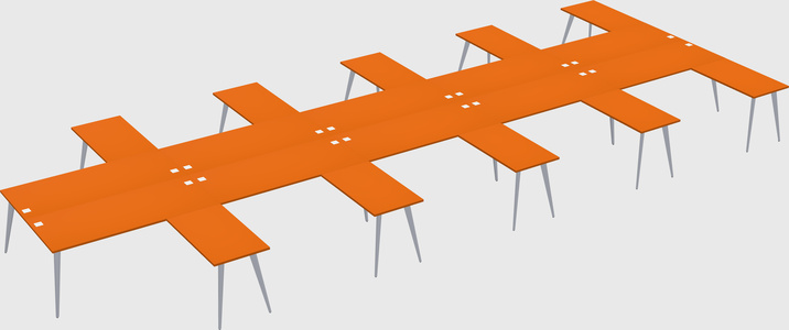 Shared l-shaped office desk system