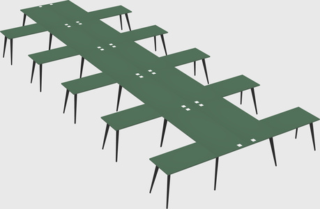 Shared l-shaped office desk system
