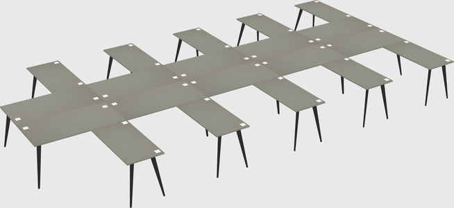 Shared l-shaped office desk system