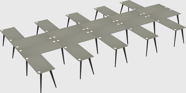 Shared l-shaped office desk system