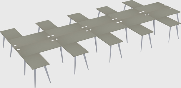 Shared l-shaped office desk system