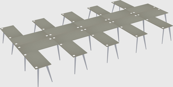 Shared l-shaped office desk system