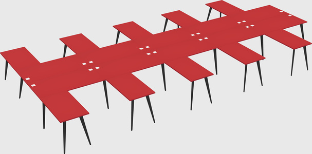 Shared l-shaped office desk system