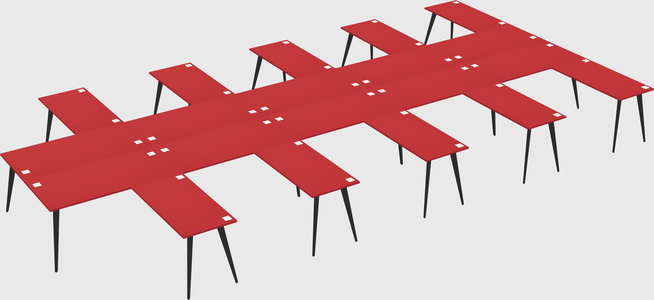 Shared l-shaped office desk system
