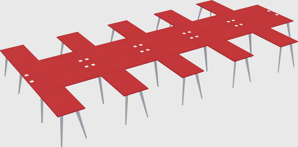 Shared l-shaped office desk system