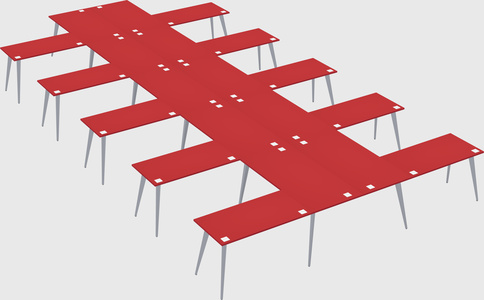 Shared l-shaped office desk system