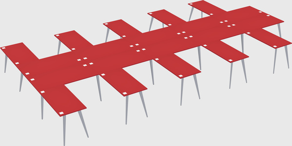 Shared l-shaped office desk system