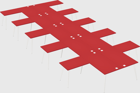 Shared l-shaped office desk system