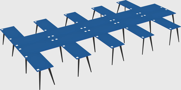 Shared l-shaped office desk system