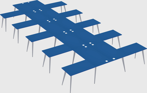 Shared l-shaped office desk system