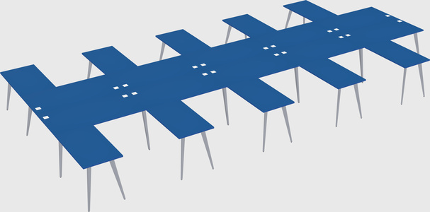 Shared l-shaped office desk system