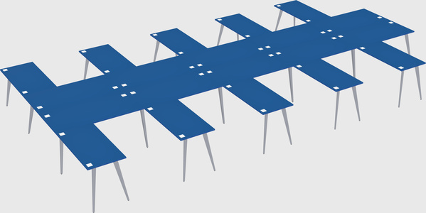 Shared l-shaped office desk system