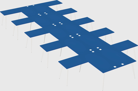 Shared l-shaped office desk system