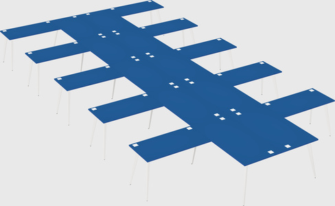 Shared l-shaped office desk system