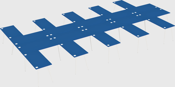 Shared l-shaped office desk system
