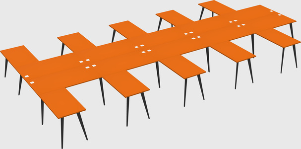 Shared l-shaped office desk system