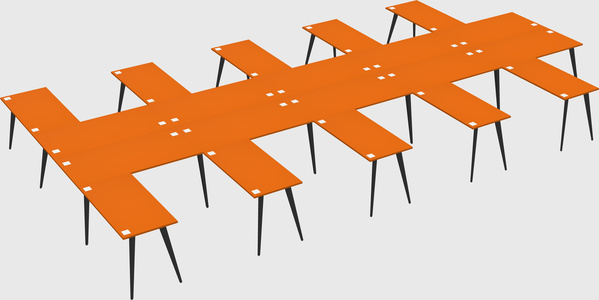 Shared l-shaped office desk system