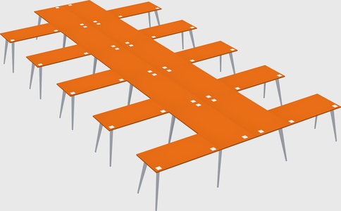 Shared l-shaped office desk system