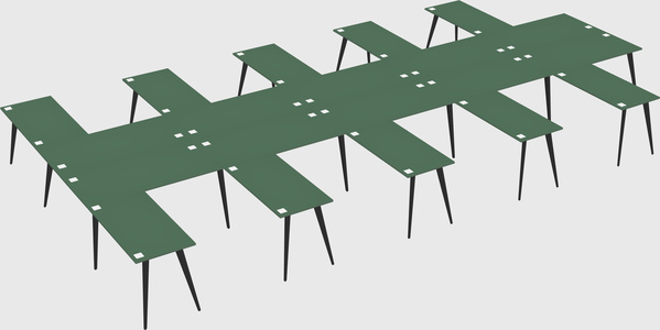 Shared l-shaped office desk system