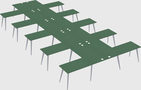 Shared l-shaped office desk system