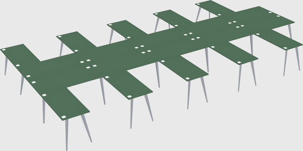 Shared l-shaped office desk system