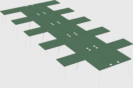 Shared l-shaped office desk system