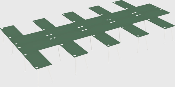 Shared l-shaped office desk system