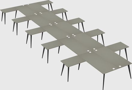 Shared l-shaped office desk system