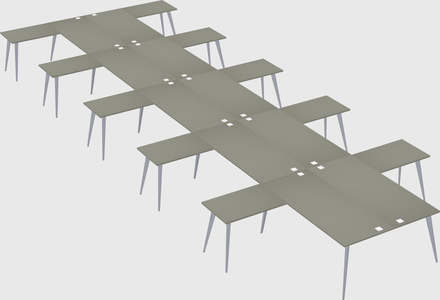 Shared l-shaped office desk system
