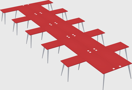 Shared l-shaped office desk system