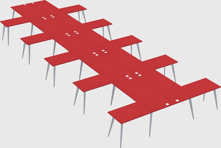 Shared l-shaped office desk system