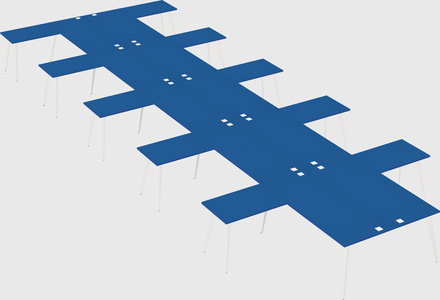 Shared l-shaped office desk system