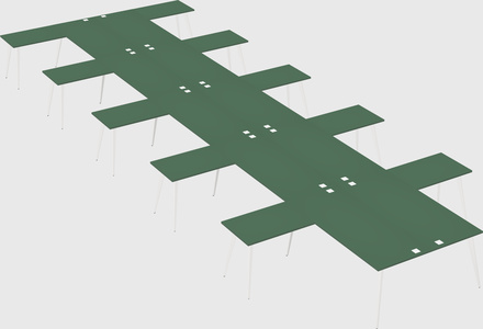 Shared l-shaped office desk system