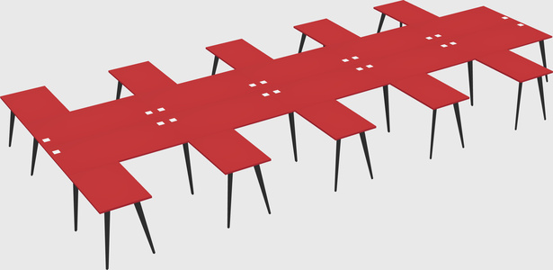 Shared l-shaped office desk system