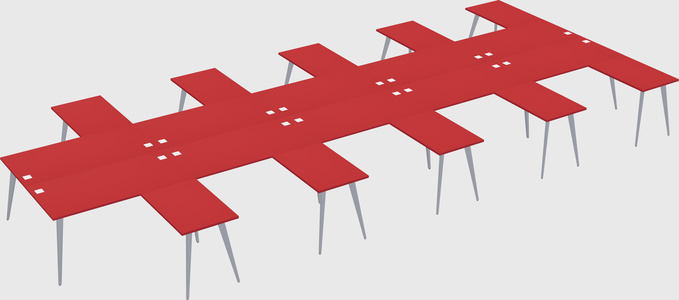 Shared l-shaped office desk system