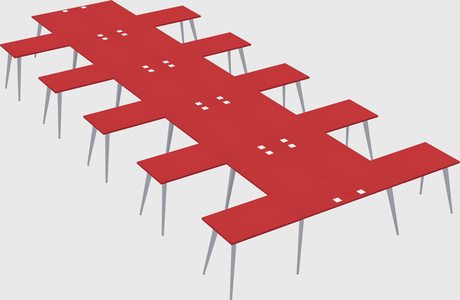 Shared l-shaped office desk system