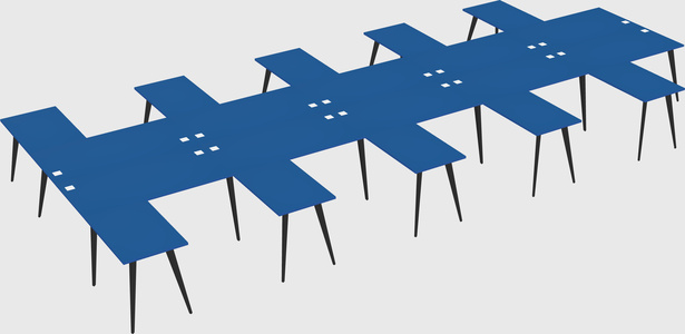 Shared l-shaped office desk system