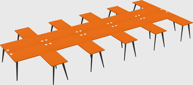 Shared l-shaped office desk system