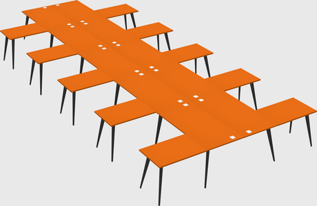 Shared l-shaped office desk system