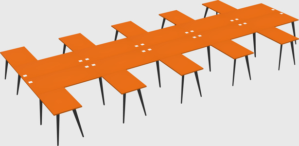 Shared l-shaped office desk system