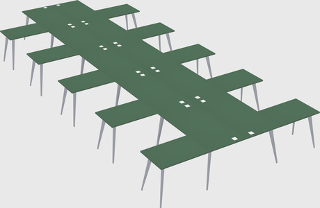 Shared l-shaped office desk system